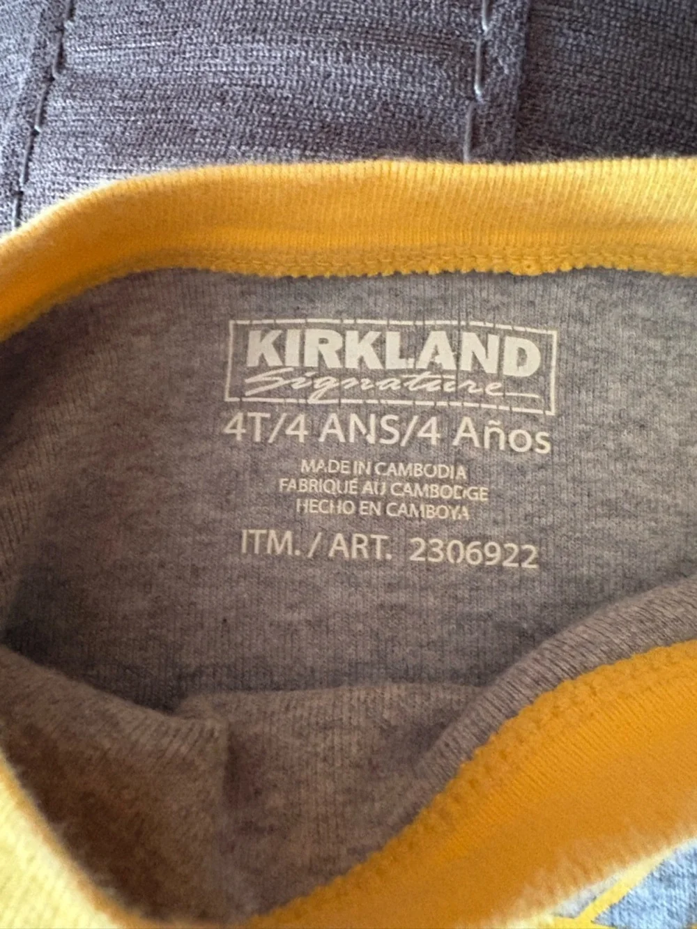 3/$25 Kirkland Construction Grey Sweatshirt with Yellow Trim and Dump Truck - Picture 2 of 3